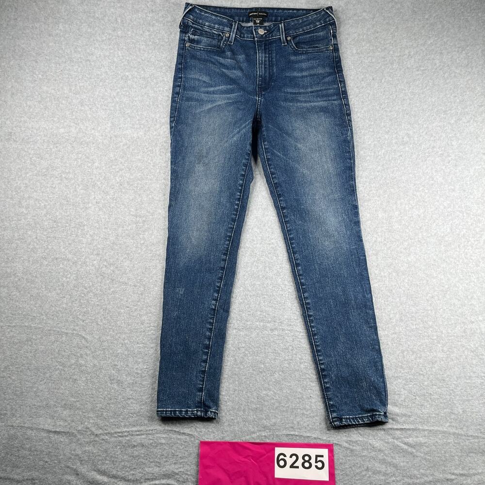 True Religion Jeans Jennie Curvy Mid Rise Skinny Womens Size 30 Blue Distressed